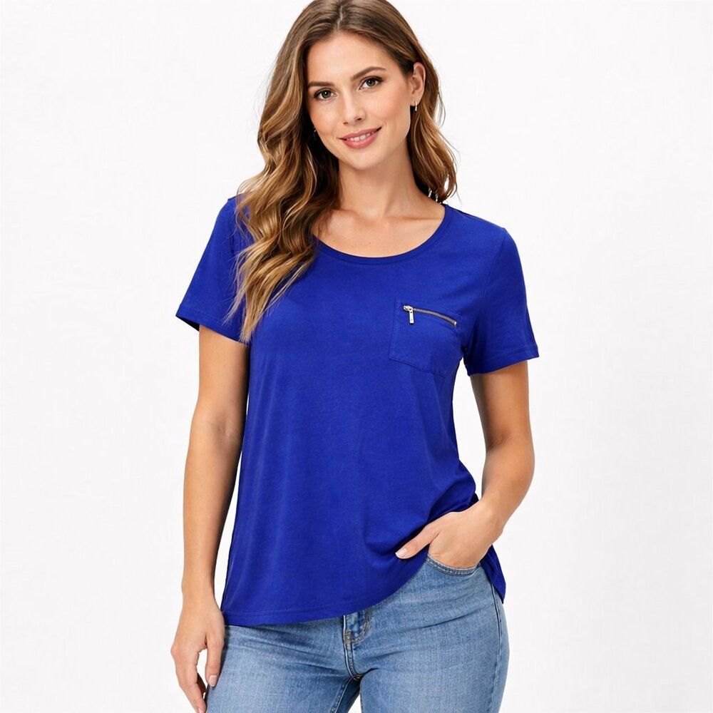 Chico's Blue Tee Size 2 (12)  Large Short Sleeve